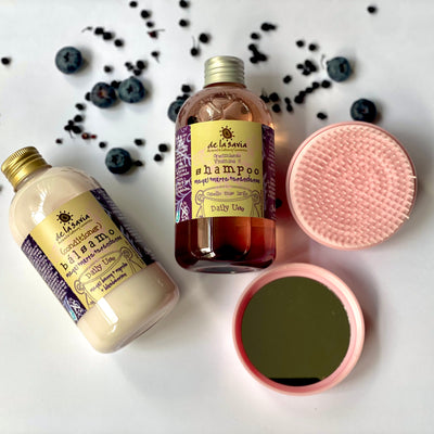 PACK CRECIMIENTO, ANTIQUIEBRE Y VITAMINA C: shampoo maqui+ bálsamo maqui + peine antiquiebre de REGALO