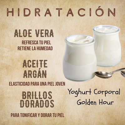 YOGHURT CORPORAL GOLDEN HOUR, WM Hidratación y fragancia prolongada con aloe vera y argán.