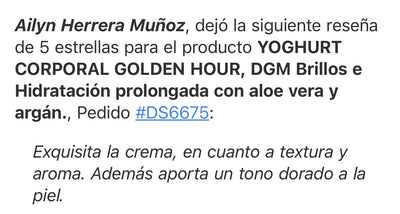 YOGHURT CORPORAL GOLDEN HOUR, DGM Brillos e Hidratación prolongada con aloe vera y argán.