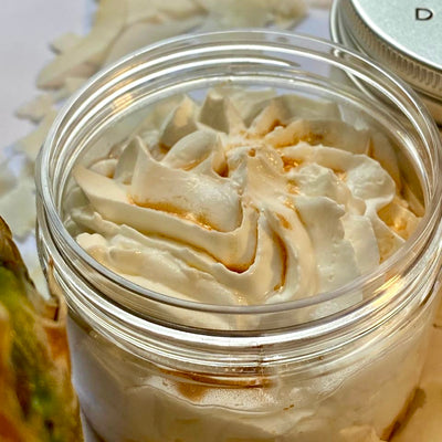 Compota corporal coco vainilla, REAFIRMANTE con Cafeína y rosa mosqueta.