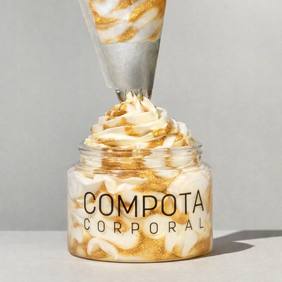 Compota corporal coco vainilla, REAFIRMANTE con Cafeína y rosa mosqueta.