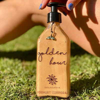YOGHURT CORPORAL GOLDEN HOUR, (Shiny) Brillos e Hidratación prolongada con aloe vera y argán.