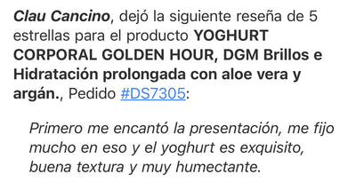 YOGHURT CORPORAL GOLDEN HOUR, DGM Brillos e Hidratación prolongada con aloe vera y argán.