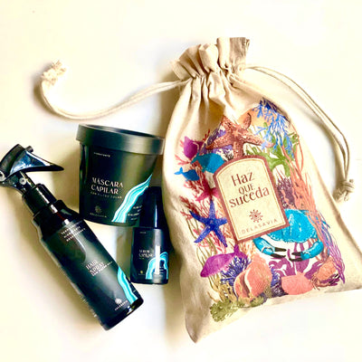 PACK TRATAMIENTO HIDRATANTE: Máscara + hair spray + serum + bolsa GRATIS