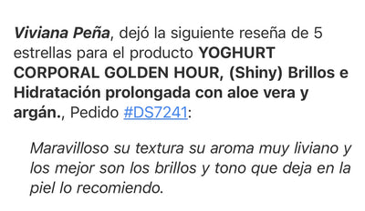 YOGHURT CORPORAL GOLDEN HOUR, (Shiny) Brillos e Hidratación prolongada con aloe vera y argán.