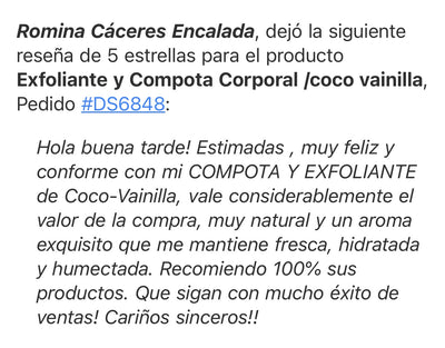 Exfoliante y Compota Corporal /coco vainilla
